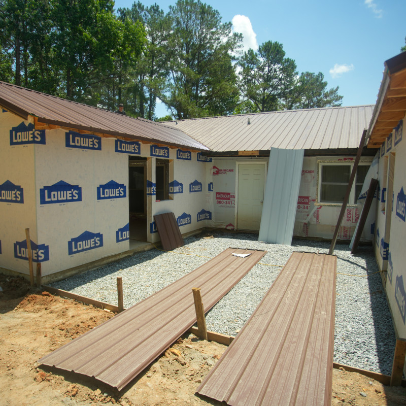 sheet metal roofing on ground