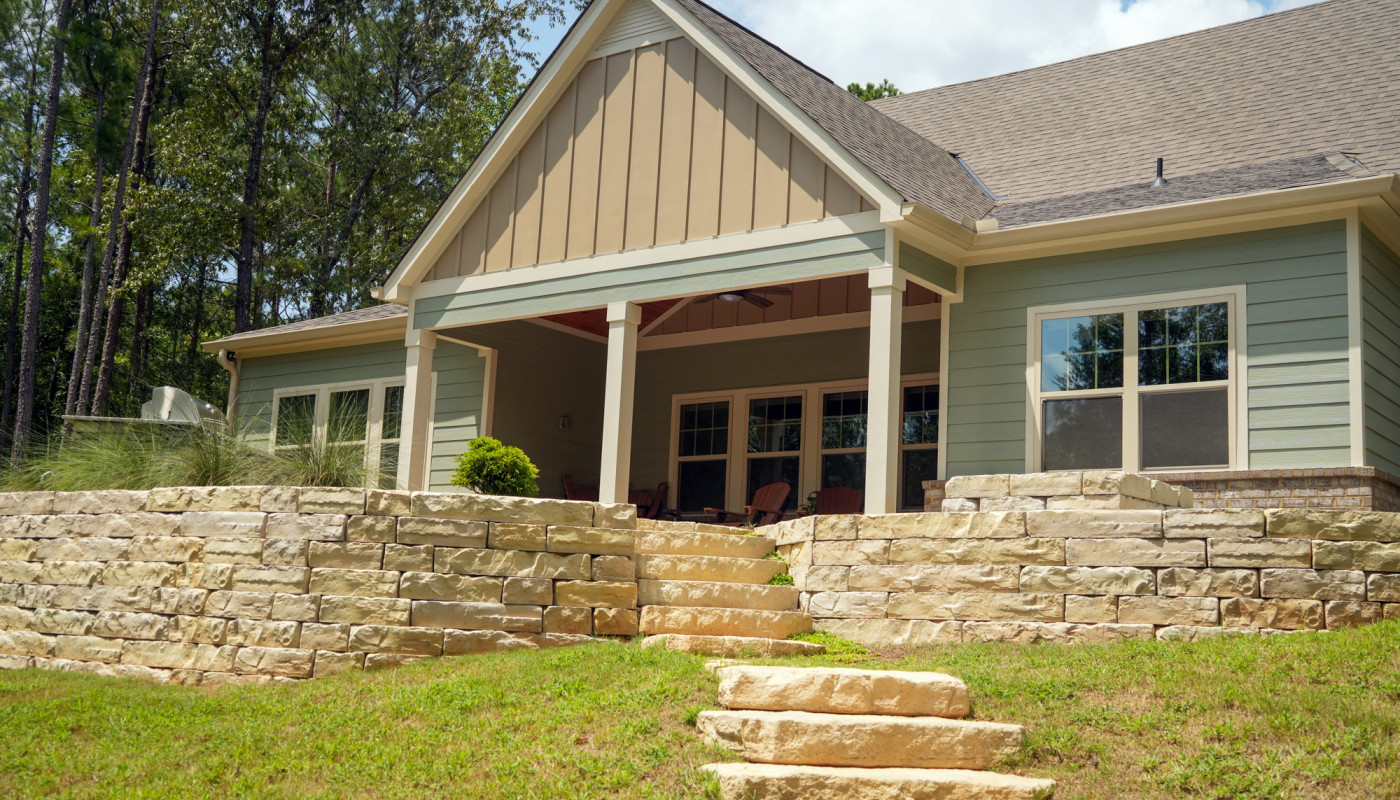 House with stone steps