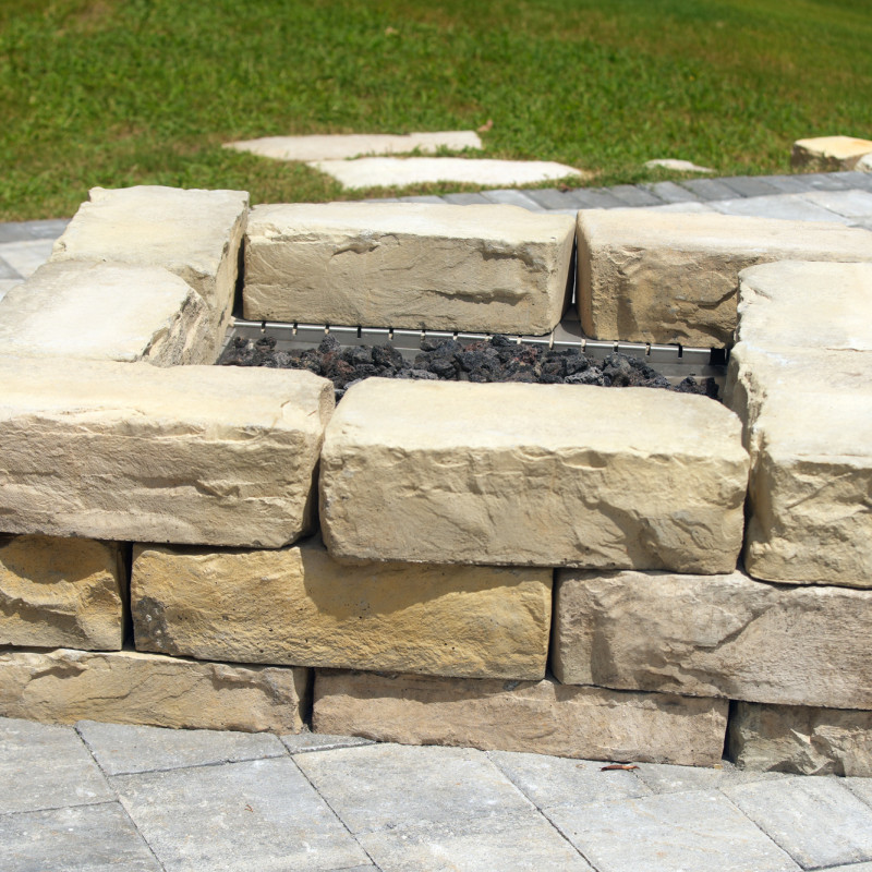 stacked stone firepit