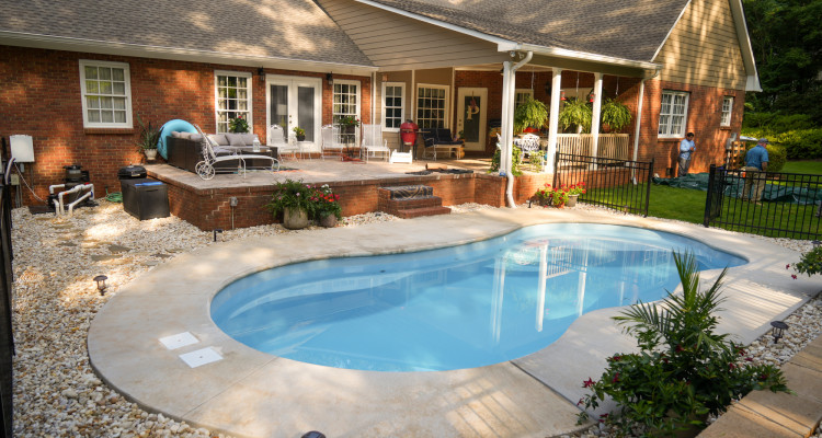 pool with patio